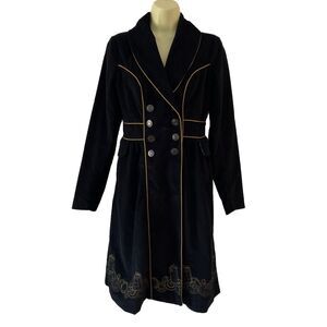 BBC Dr Doctor Who Trench Coat Womens S Tardis Long Black Corduroy Coat Cosplay